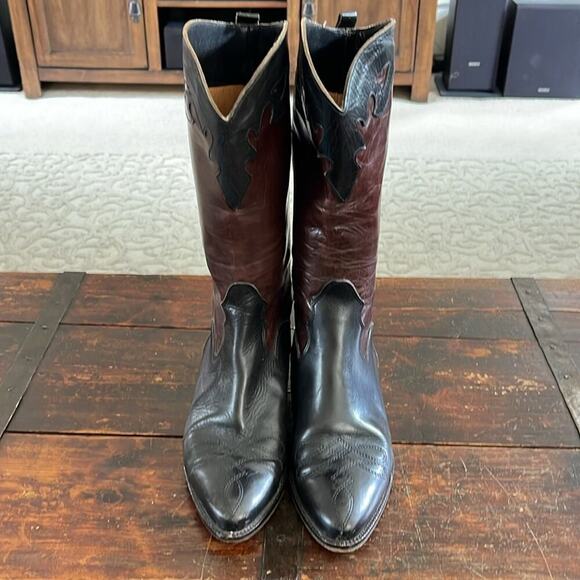 Joan & David Black/Brown Handmade Leather Western Boots Size 36/5.5 - Picture 5 of 8